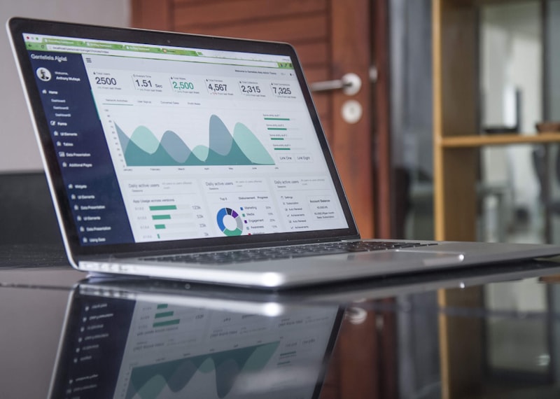 Business analytics dashboard on a laptop screen